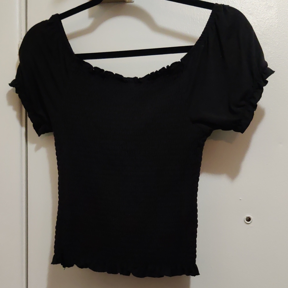 Rue21 Black Ruffled Puff Sleeve Blouse